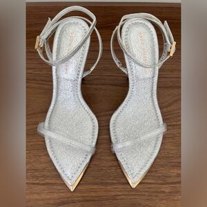 Good American Silver On Point Strappy Heel size 7.5